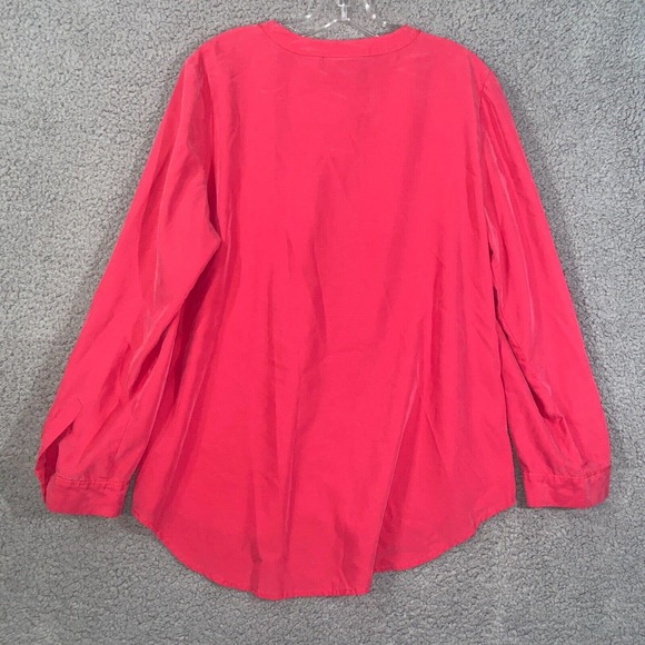 Chico's Button Up Womens 2 Red Solid Long Sleeve Pockets High Low Casual Adult - Picture 11 of 15